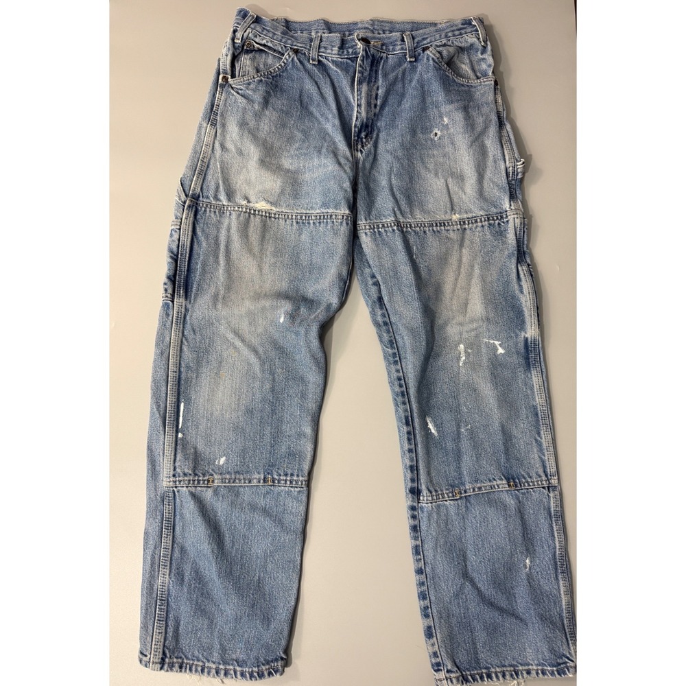 Vintage 90s Dickies Carpenter Jeans 34x32 Distressed Faded Baggy Workwear